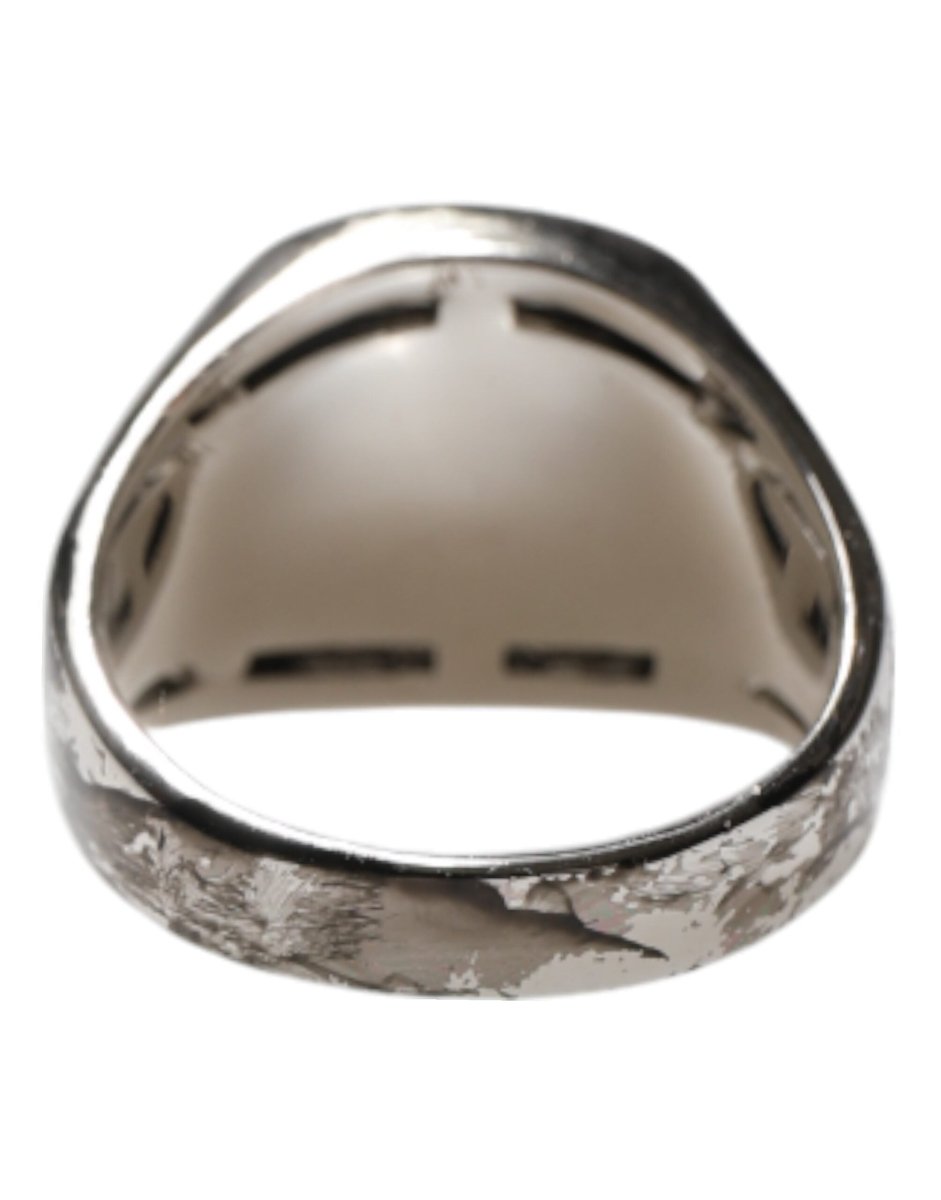 Dolce & Gabbana Silver Tone Engraved Two Color Real Brass Ring - The Gentlemen's Vault