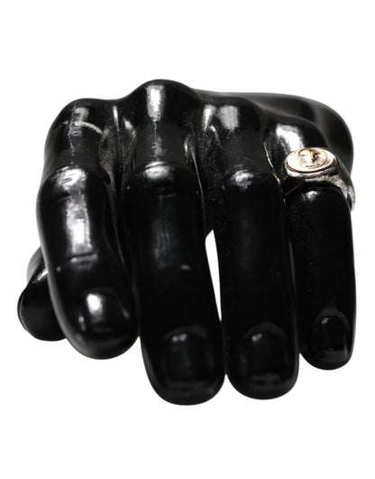 Dolce & Gabbana Silver Tone Engraved Two Color Real Brass Ring - The Gentlemen's Vault