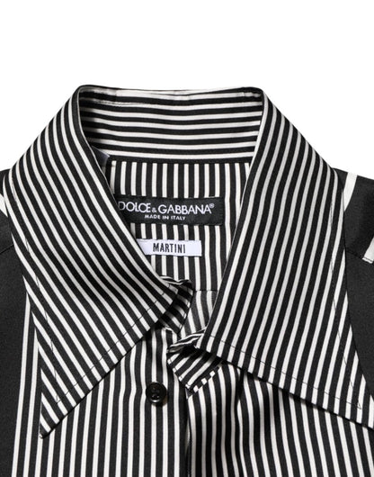 Dolce & Gabbana Black White Stripes Men MARTINI Dress Shirt - The Gentlemen's Vault