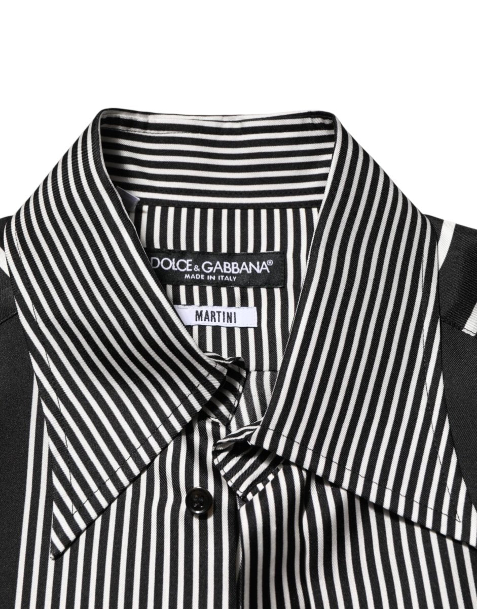 Dolce & Gabbana Black White Stripes Men MARTINI Dress Shirt - The Gentlemen's Vault