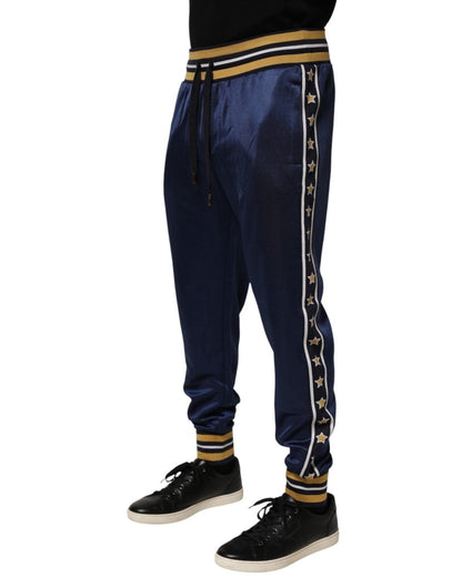 Dolce & Gabbana Blue Nylon Jogger Mid Waist Trouser Pants - The Gentlemen's Vault