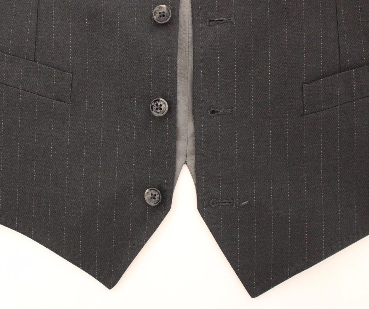 Dolce & Gabbana Gray Striped Formal Dress Gilet Vest - The Gentlemen's Vault