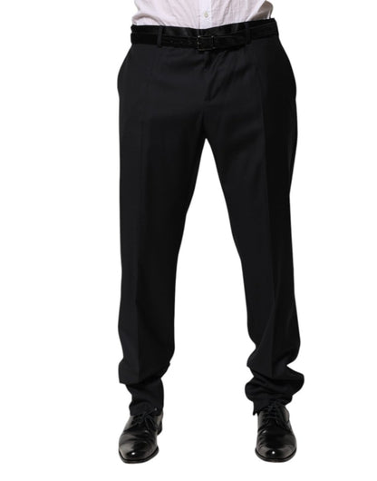 Dolce & Gabbana Black Wool Men Formal Dress Trouser Pants - The Gentlemen's Vault