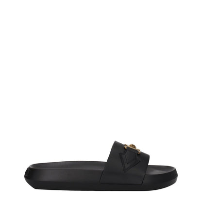 Versace Black Leather Slippers Sandals - The Gentlemen's Vault