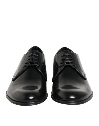 Dolce & Gabbana Black Calfskin Leather Derby Dress Shoes - The Gentlemen's Vault