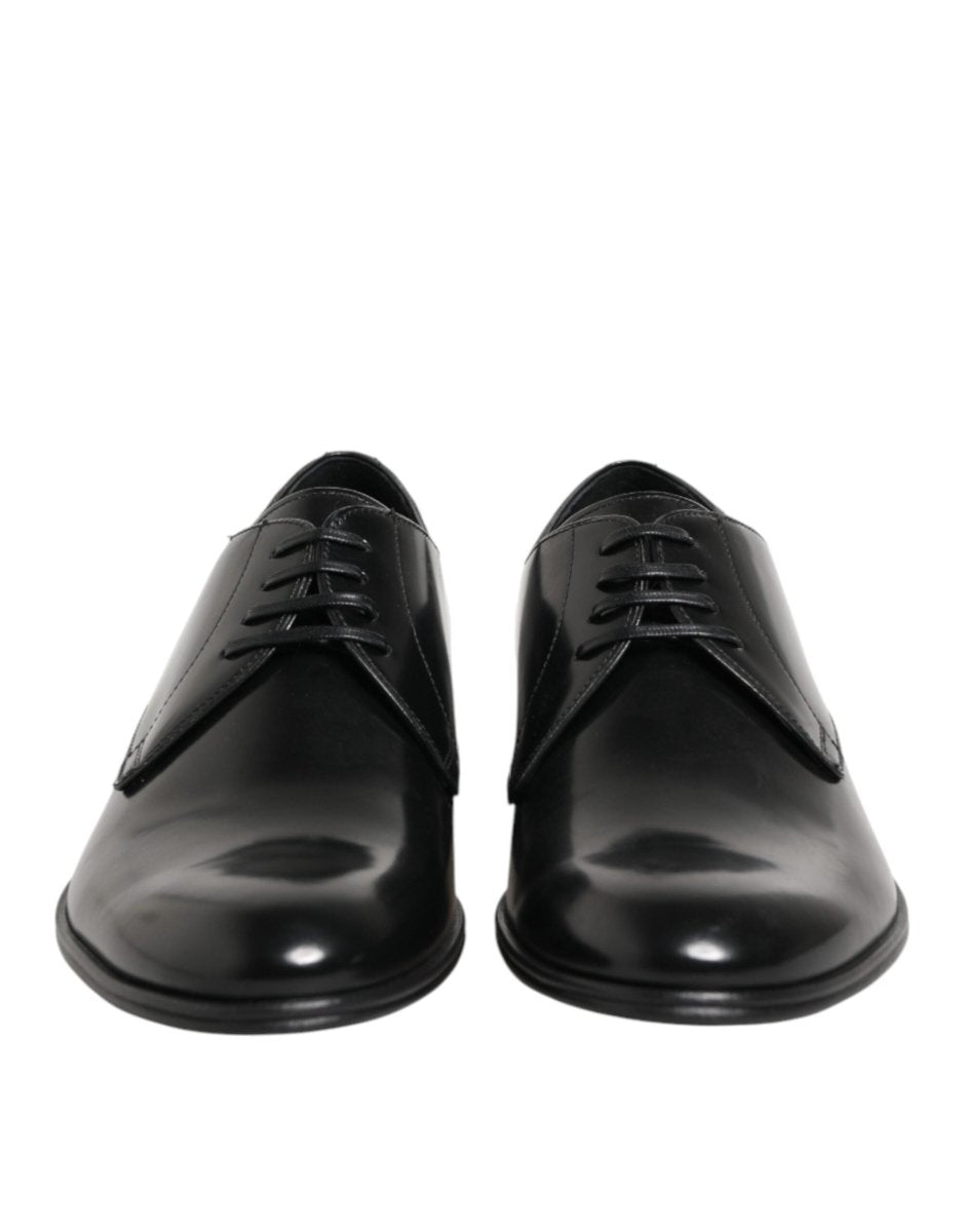 Dolce & Gabbana Black Calfskin Leather Derby Dress Shoes - The Gentlemen's Vault