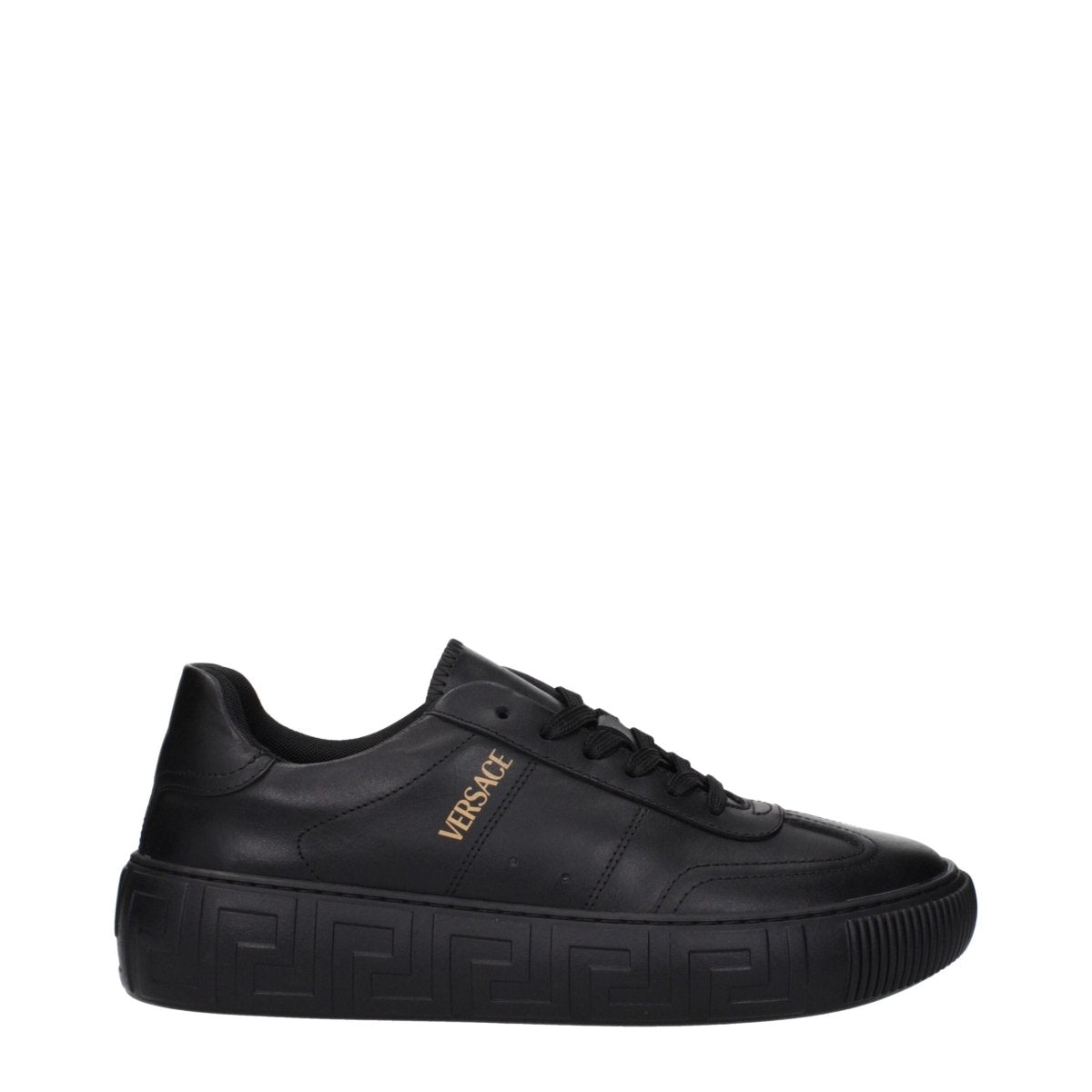 Versace Black Leather Low Tops - The Gentlemen's Vault