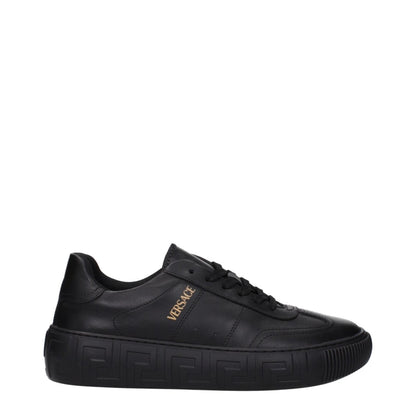 Versace Black Leather Low Tops - The Gentlemen's Vault