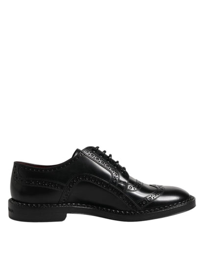 Dolce & Gabbana Black Leather Lace Up Men Derby Formal Shoes - The Gentlemen's Vault