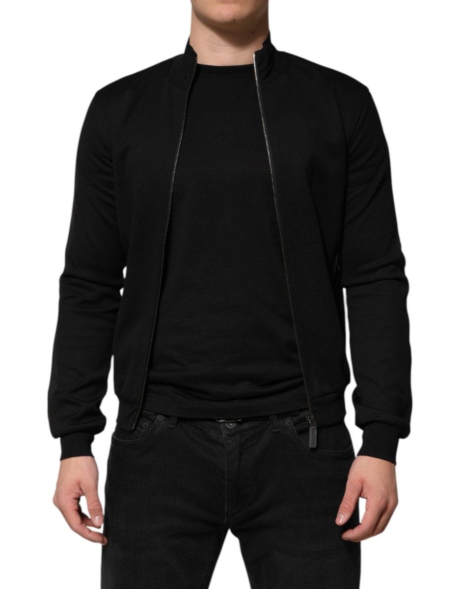 Dolce & Gabbana Black Cotton Logo Full Zip Men Bomber Jacket - The Gentlemen's Vault