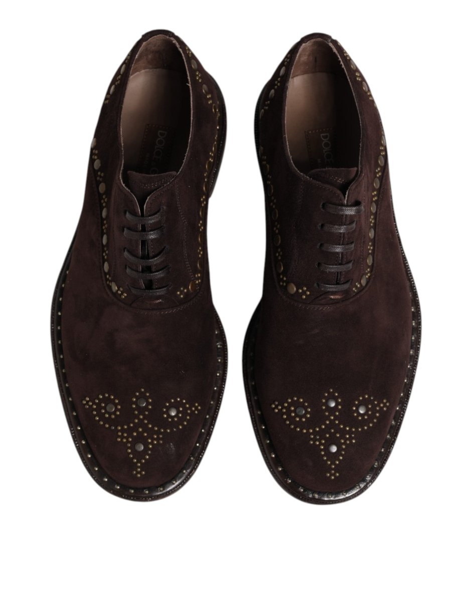 Dolce & Gabbana Brown Velvet Lace Up Oxford Dress Shoes - The Gentlemen's Vault