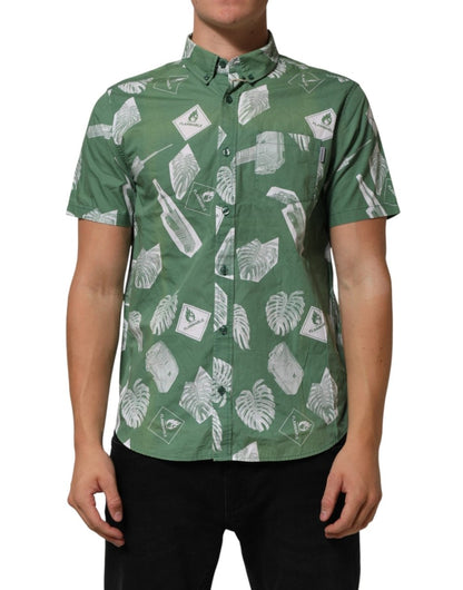 Carhartt Wip Green Printed Cotton Collared Short Sleeves Polo Shirt - The Gentlemen's Vault
