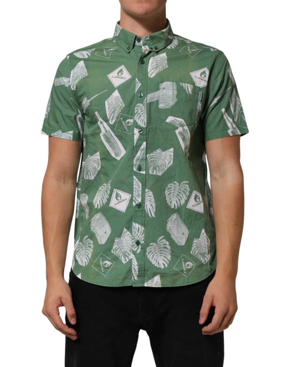Carhartt Wip Green Printed Cotton Collared Short Sleeves Polo Shirt - The Gentlemen's Vault