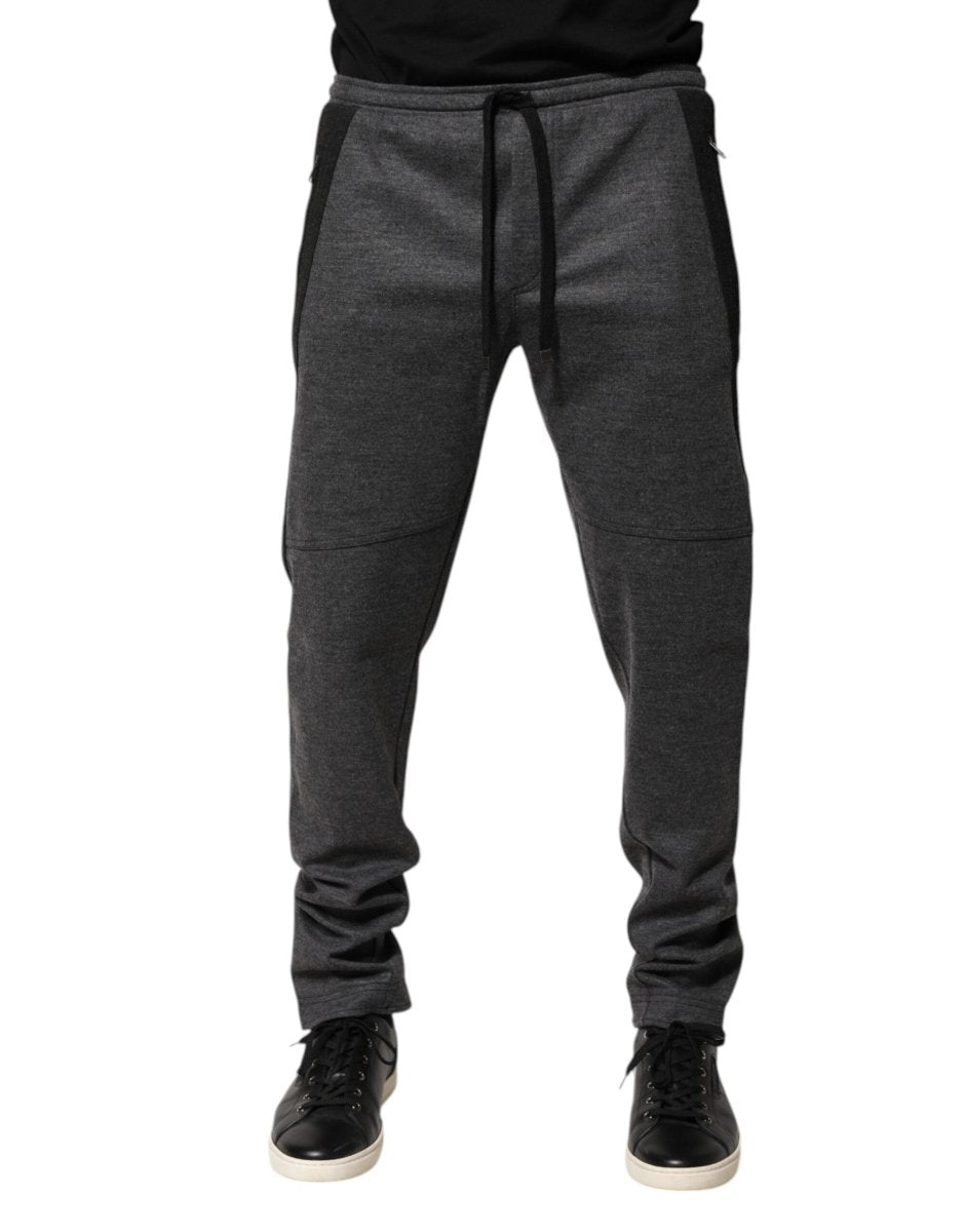 Dolce & Gabbana Gray Black Wool Blend Jogger Sweatpants Pants - The Gentlemen's Vault