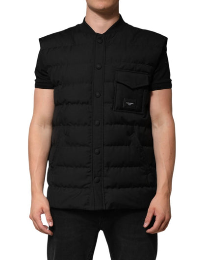 Dolce & Gabbana Black Sleeveless Parka Logo Plaque Jacket - The Gentlemen's Vault