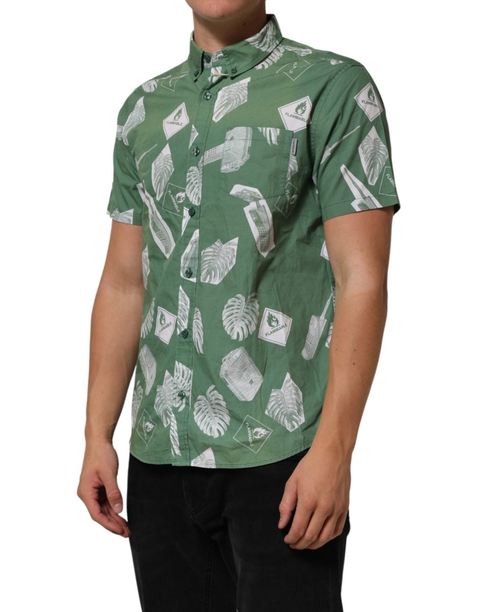 Carhartt Wip Green Printed Cotton Collared Short Sleeves Polo Shirt - The Gentlemen's Vault