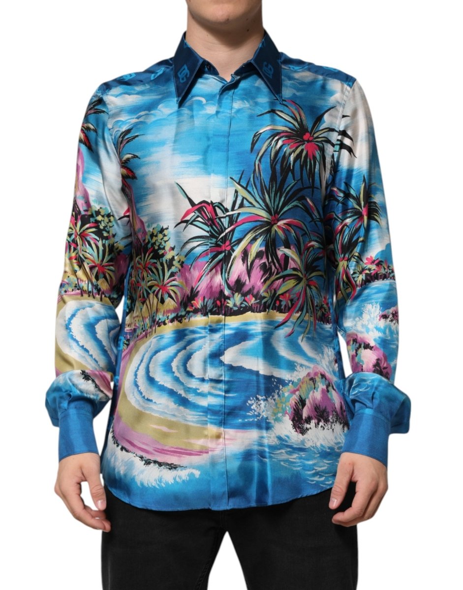 Dolce & Gabbana Multicolor Silk DG Long Sleeves Formal Shirt - The Gentlemen's Vault