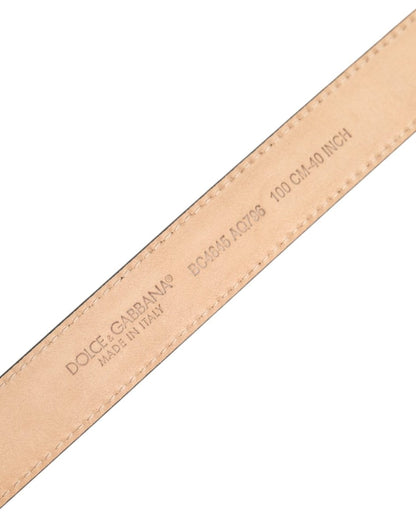 Dolce & Gabbana Metallic Leather Silver Tone Logo Buckle Belt - The Gentlemen's Vault