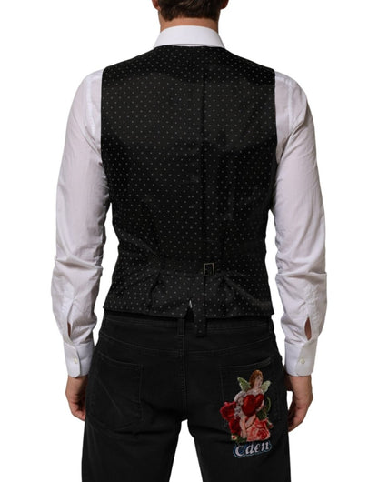 Dolce & Gabbana Black Wool Dress Formal Men Waistcoat Vest - The Gentlemen's Vault