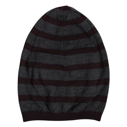 Dolce & Gabbana Gray Striped Wool Knitted Winter Beanie Hat - The Gentlemen's Vault
