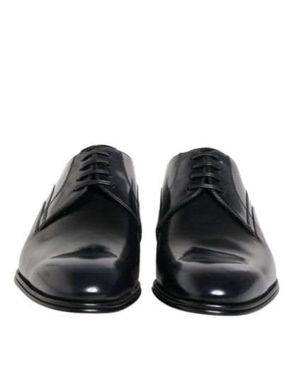 Dolce & Gabbana Navy Blue Leather Lace Up Derby Formal Shoes - The Gentlemen's Vault