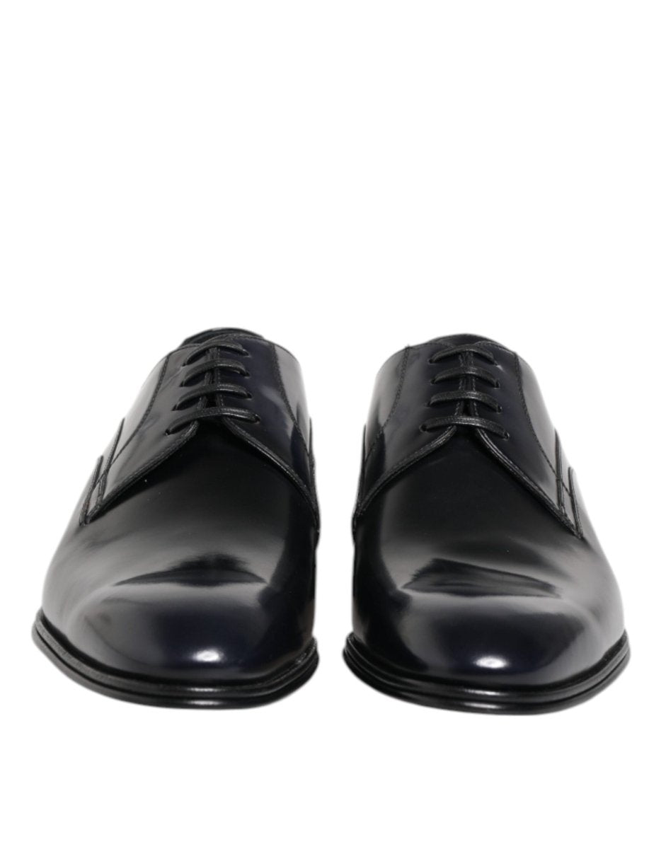 Dolce & Gabbana Navy Blue Leather Lace Up Derby Formal Shoes - The Gentlemen's Vault