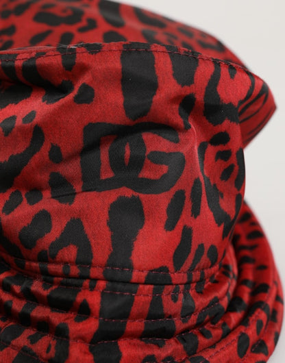 Dolce & Gabbana Red Black Nylon Leopard Print Bucket Men Cap Hat - The Gentlemen's Vault