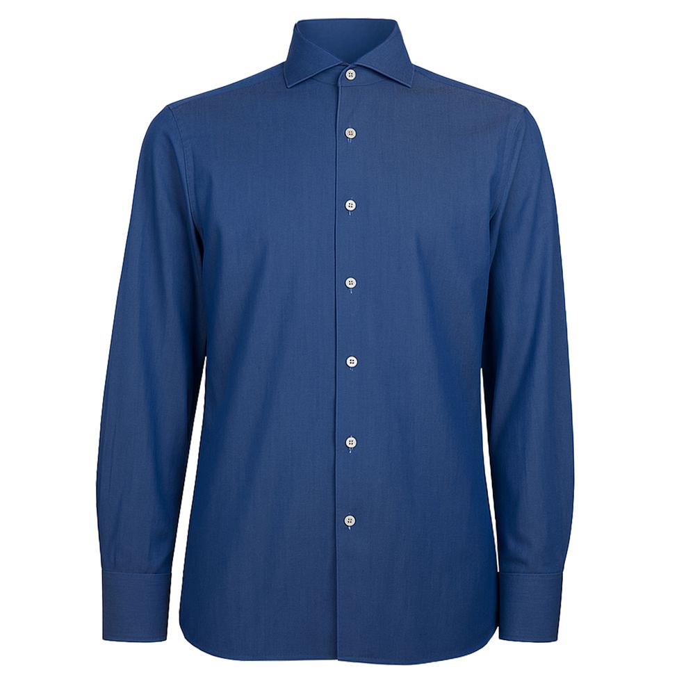 Loro Piana Made in Italy Blue Cotton Men's Shirt - The Gentlemen's Vault