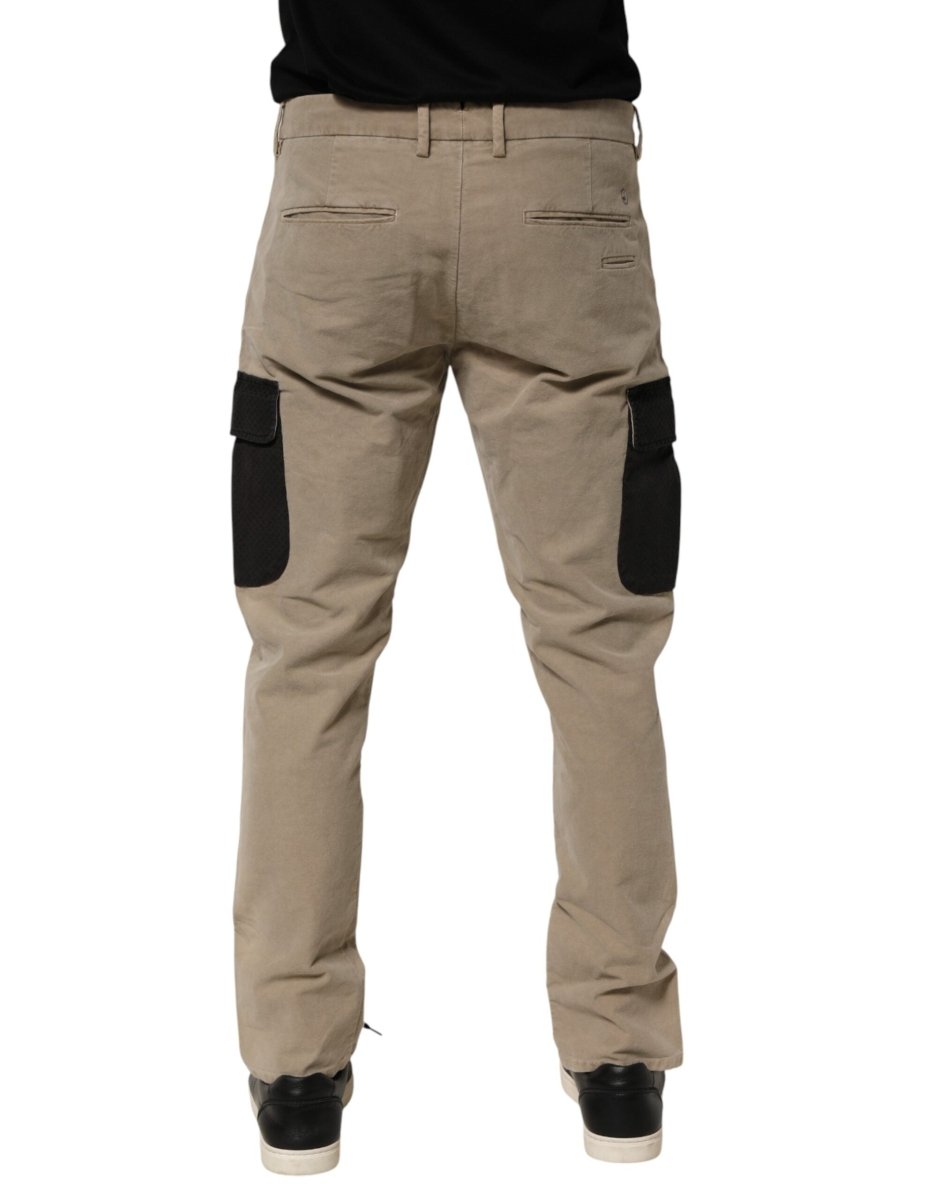 AT.P.CO Beige Mid Waist Skinny Men Cargo Chino Trouser Pants - The Gentlemen's Vault