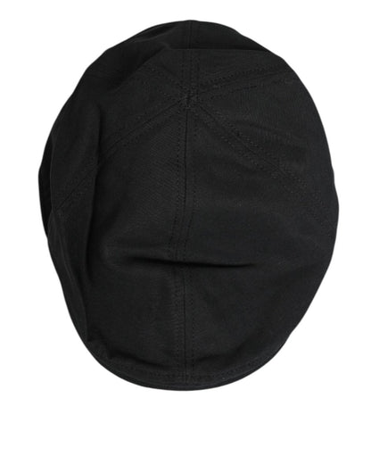 Dolce & Gabbana Black Cotton Blend Newsboy Men Cloth Cap Hat - The Gentlemen's Vault