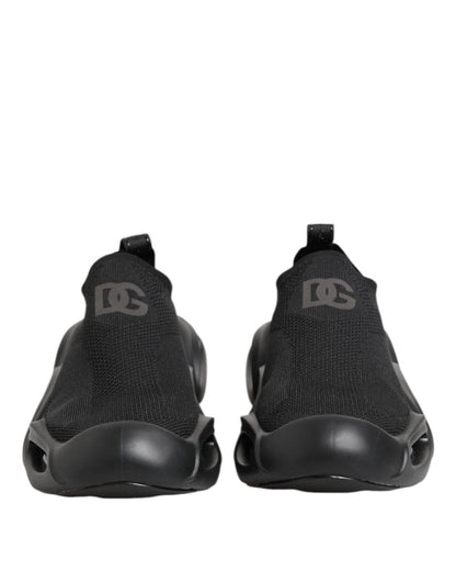 Dolce & Gabbana Black Slip On Wave Low Top Men Sneaker Shoes - The Gentlemen's Vault