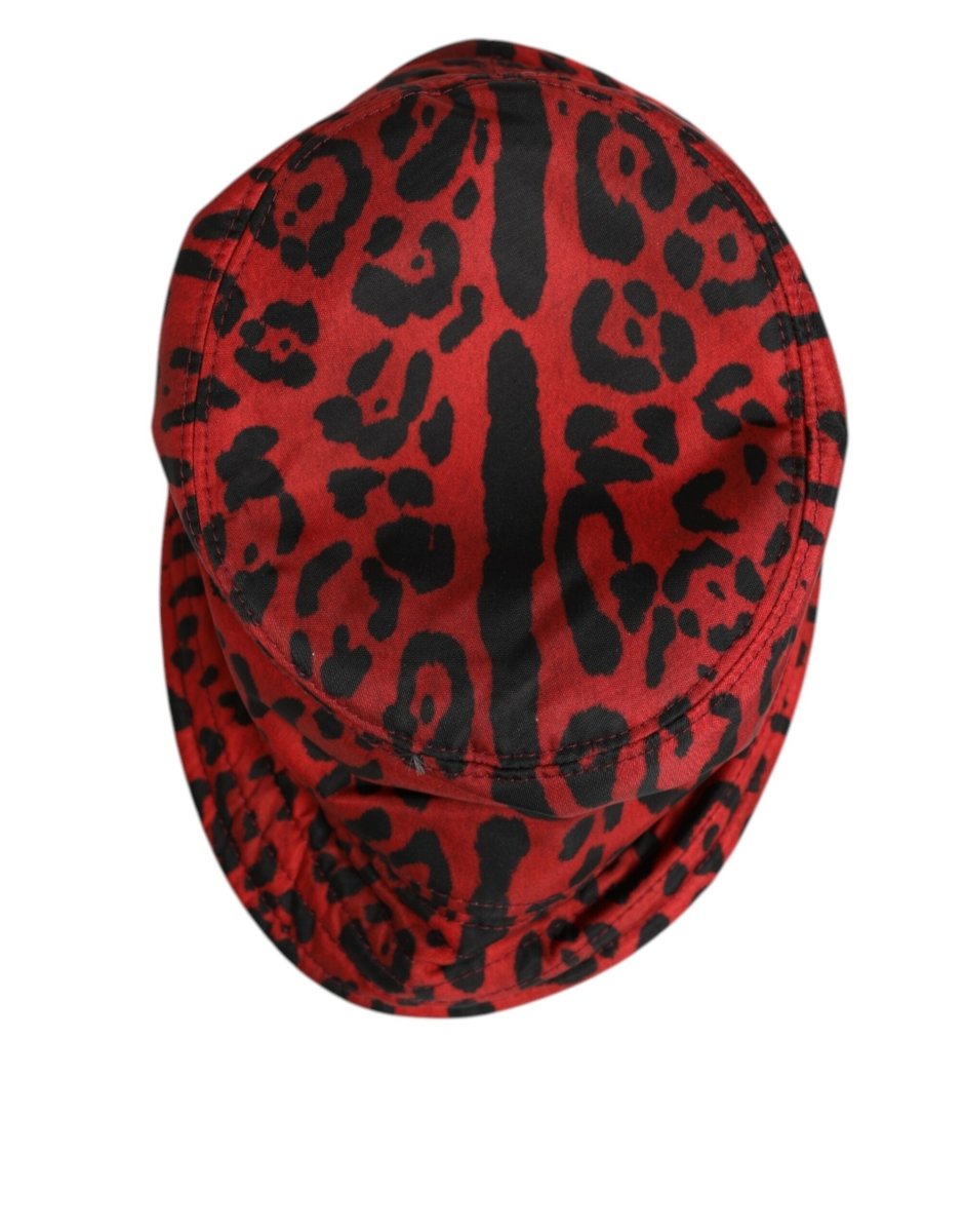 Dolce & Gabbana Red Black Nylon Leopard Print Bucket Men Cap Hat - The Gentlemen's Vault