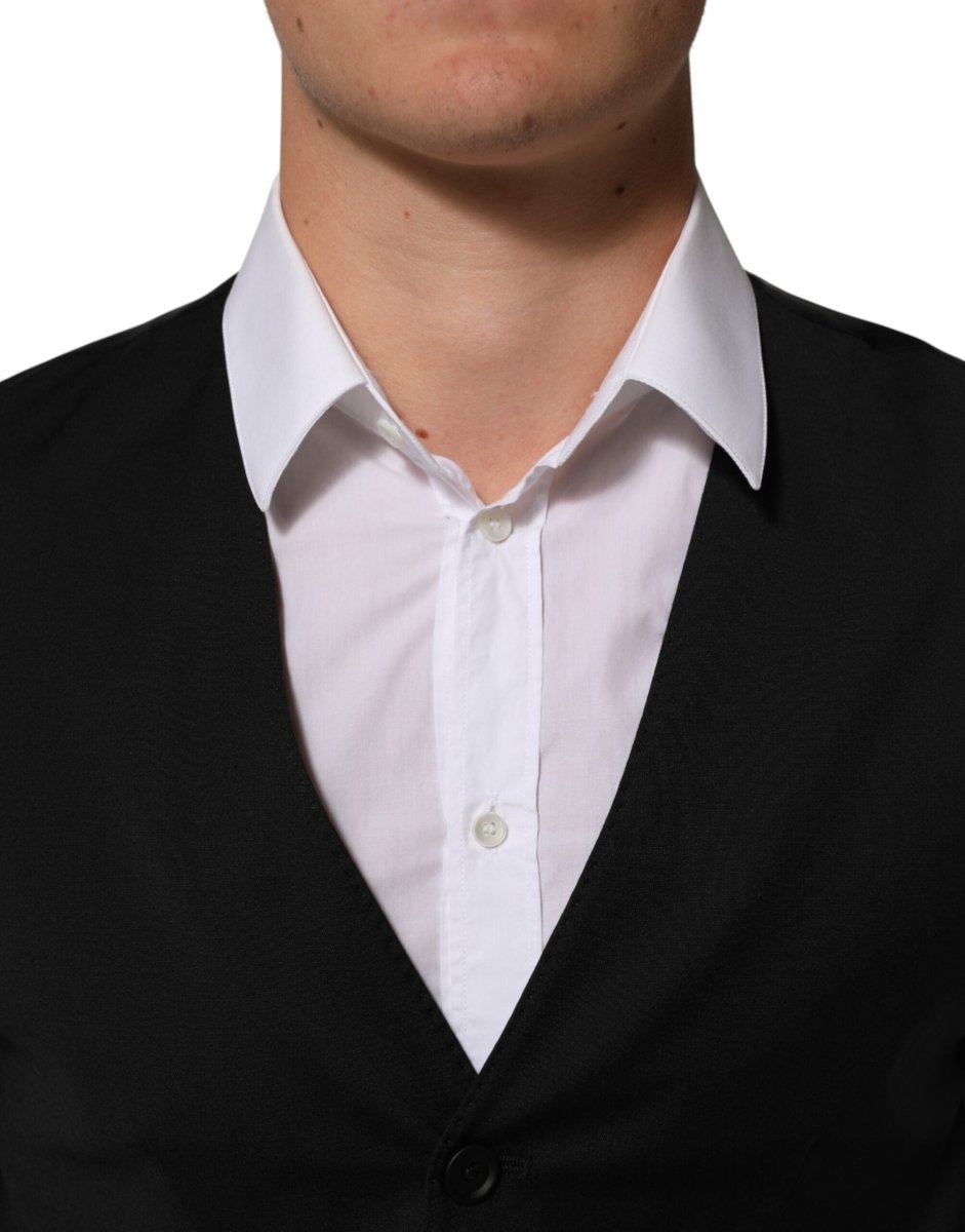 Dolce & Gabbana Black Polyester Dress Formal Waistcoat Vest - The Gentlemen's Vault