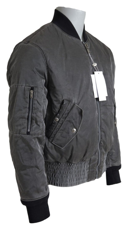 MM6 Maison Margiela Gray Bomber Zipper Pocket Sleeves Jacket - The Gentlemen's Vault