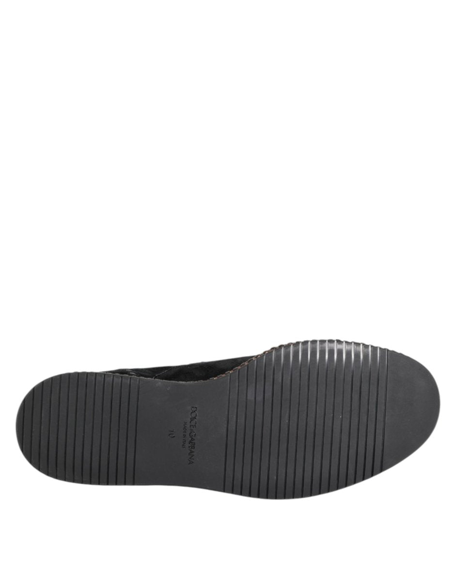 Dolce & Gabbana Black Suede Tassel Embellished Loafers Shoes - The Gentlemen's Vault