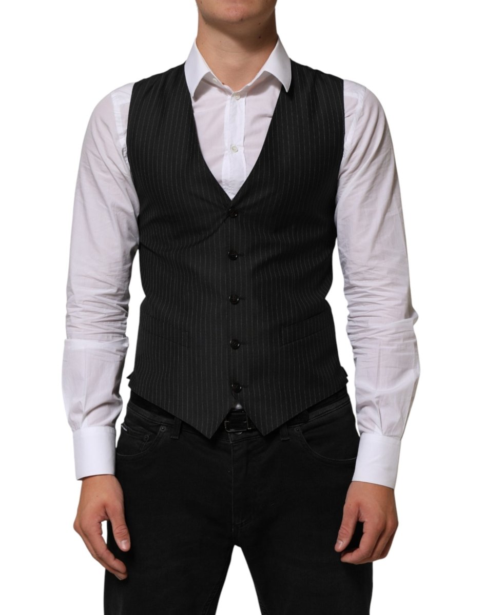Dolce & Gabbana Black Wool Men Dress Formal Waistcoat Vest - The Gentlemen's Vault