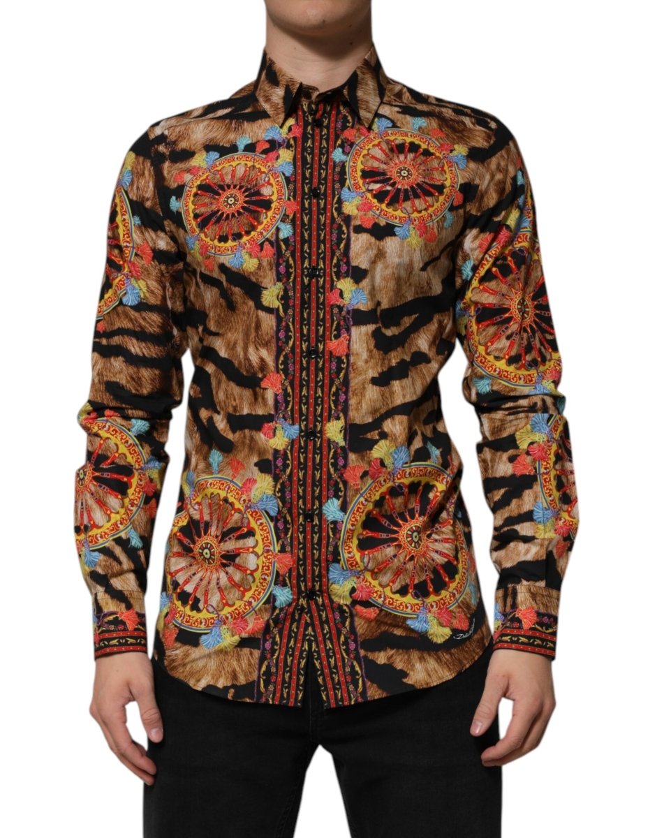 Dolce & Gabbana GOLD Cotton Tiger Carretto Long Sleeve Shirt - The Gentlemen's Vault