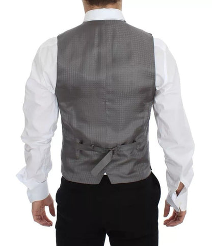 Dolce & Gabbana Gray Striped Formal Dress Gilet Vest - The Gentlemen's Vault