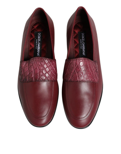 Dolce & Gabbana Burgundy Leather Formal Slip On Shoes - The Gentlemen's Vault